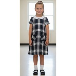 Lands' End Kid's  Peter Pan Collar Holiday dress Plaid Size 10